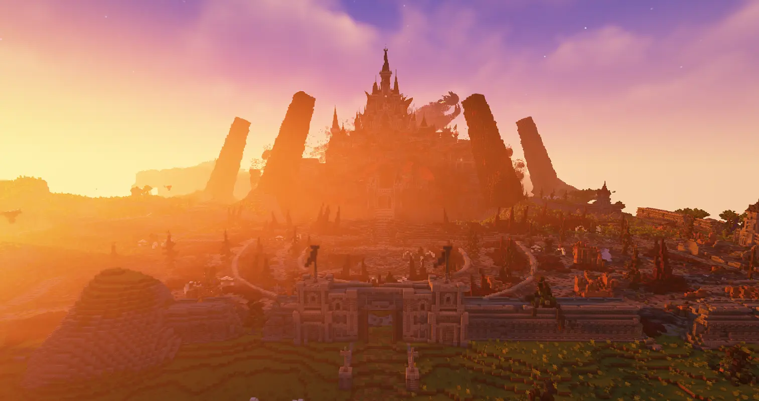 A Minecraft recreation of a castle from The Legend of Zelda: Breath of the Wild